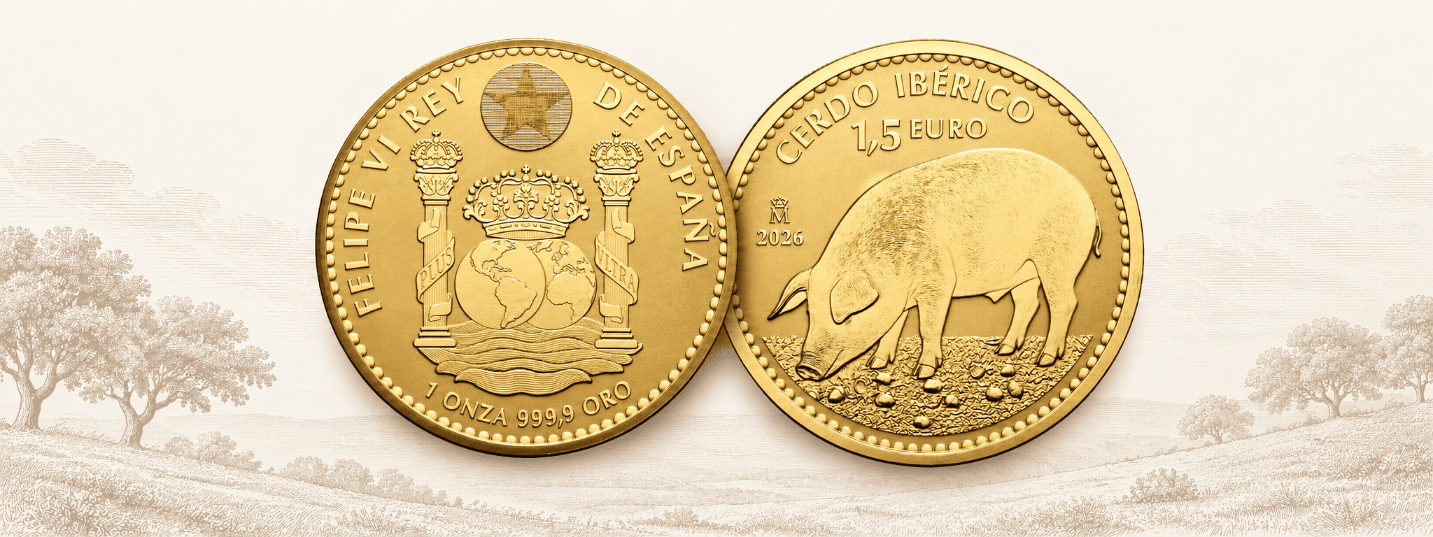 El Cerdo Ibérico ya tiene su propia moneda de oro: la Real Casa de la Moneda le rinde homenaje en 2026